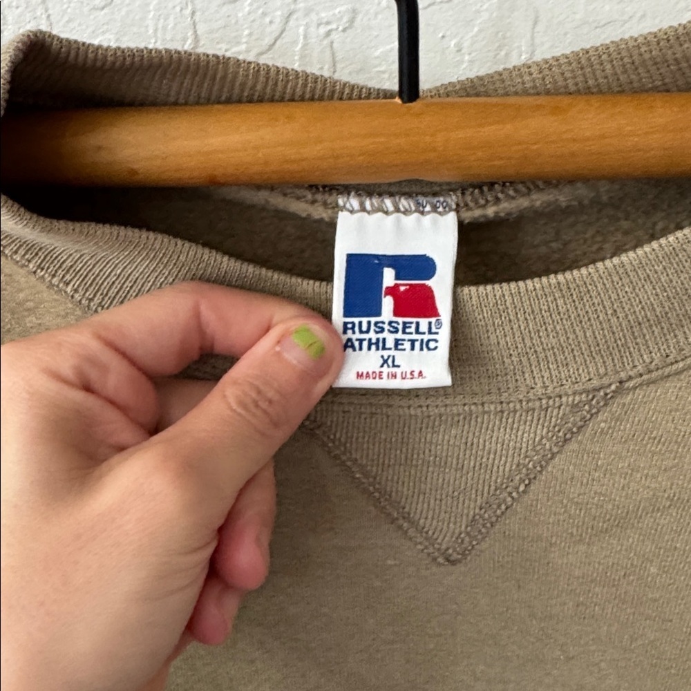 Vintage Russel Athletic Made in USA Brown Tan Crewneck Pullover XL - Picture 4 of 10